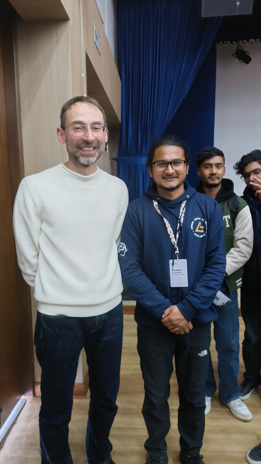 Hikmat with a speaker at the Annual Nepal AI School